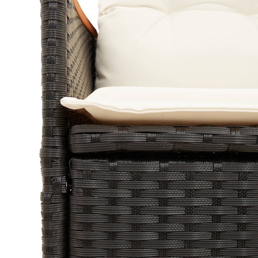 ComfortXL - Salon de Jardin 2 Personnes Noir, 2 Fauteuils à Dossier Réglable et Table avec Plateau en Bois d'Acacia – ComfortXL Outdoor Living - Image 5