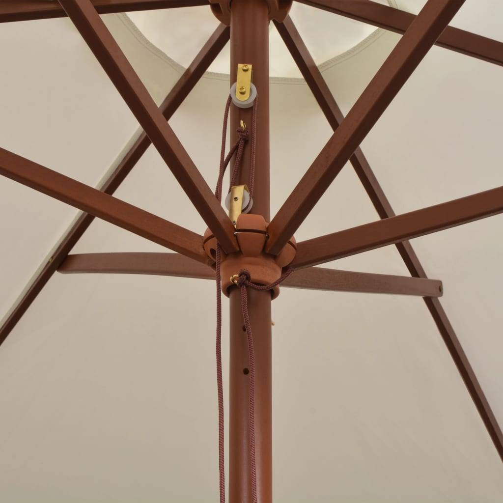 Parasol de jardin | Parasol d'extérieur | Parasol avec poteau en bois 270 x 270 cm Blanc crème Maison Chic - Image 5