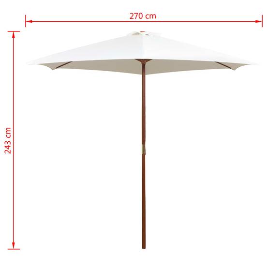 Parasol de jardin | Parasol d'extérieur | Parasol avec poteau en bois 270 x 270 cm Blanc crème Maison Chic - Image 6