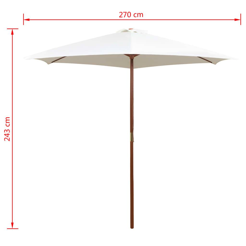 Parasol de jardin | Parasol d'extérieur | Parasol avec poteau en bois 270 x 270 cm Blanc crème Maison Chic - Image 6