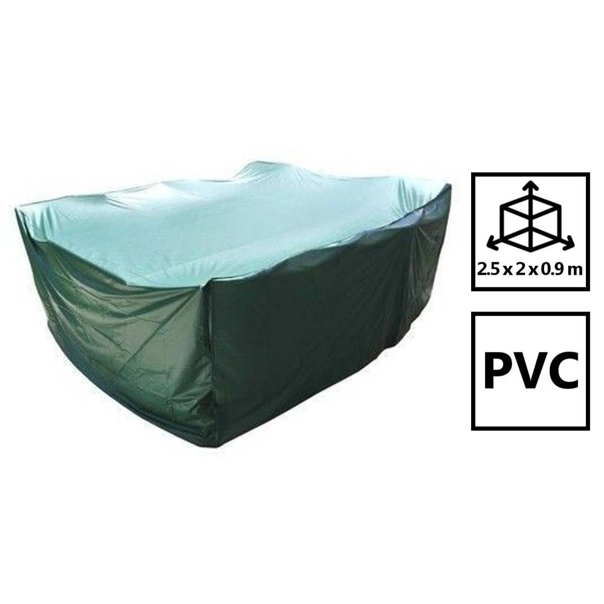Housse salon de jardin pvc rectangulaire 250 x 200 x 90 cm avec oeillets couleur Verte - Image 2