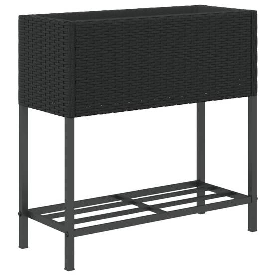 Jardinière, Bac à fleurs, Pot de fleurs avec étagère noir résine tressée - Image 7