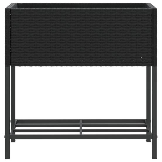 Jardinière, Bac à fleurs, Pot de fleurs avec étagère noir résine tressée - Image 5