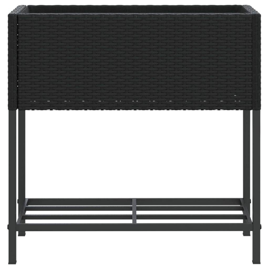 Jardinière, Bac à fleurs, Pot de fleurs avec étagère noir résine tressée - Image 5