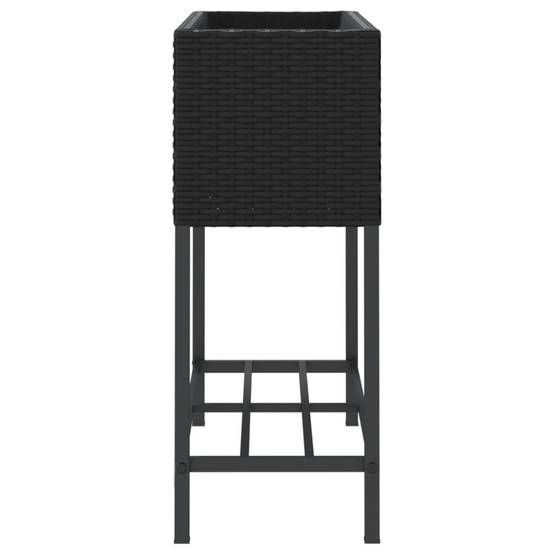 Jardinière, Bac à fleurs, Pot de fleurs avec étagère noir résine tressée - Image 6