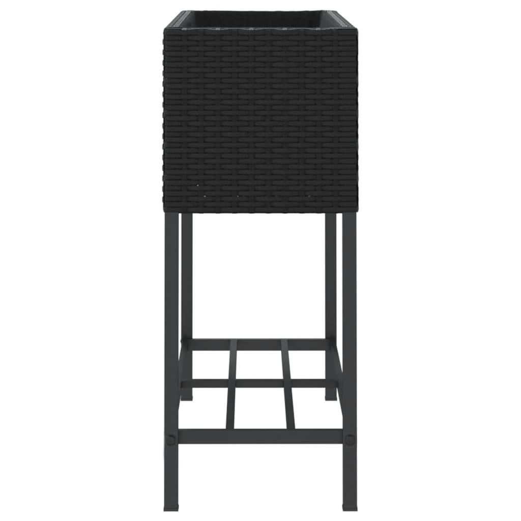 Jardinière, Bac à fleurs, Pot de fleurs avec étagère noir résine tressée - Image 6
