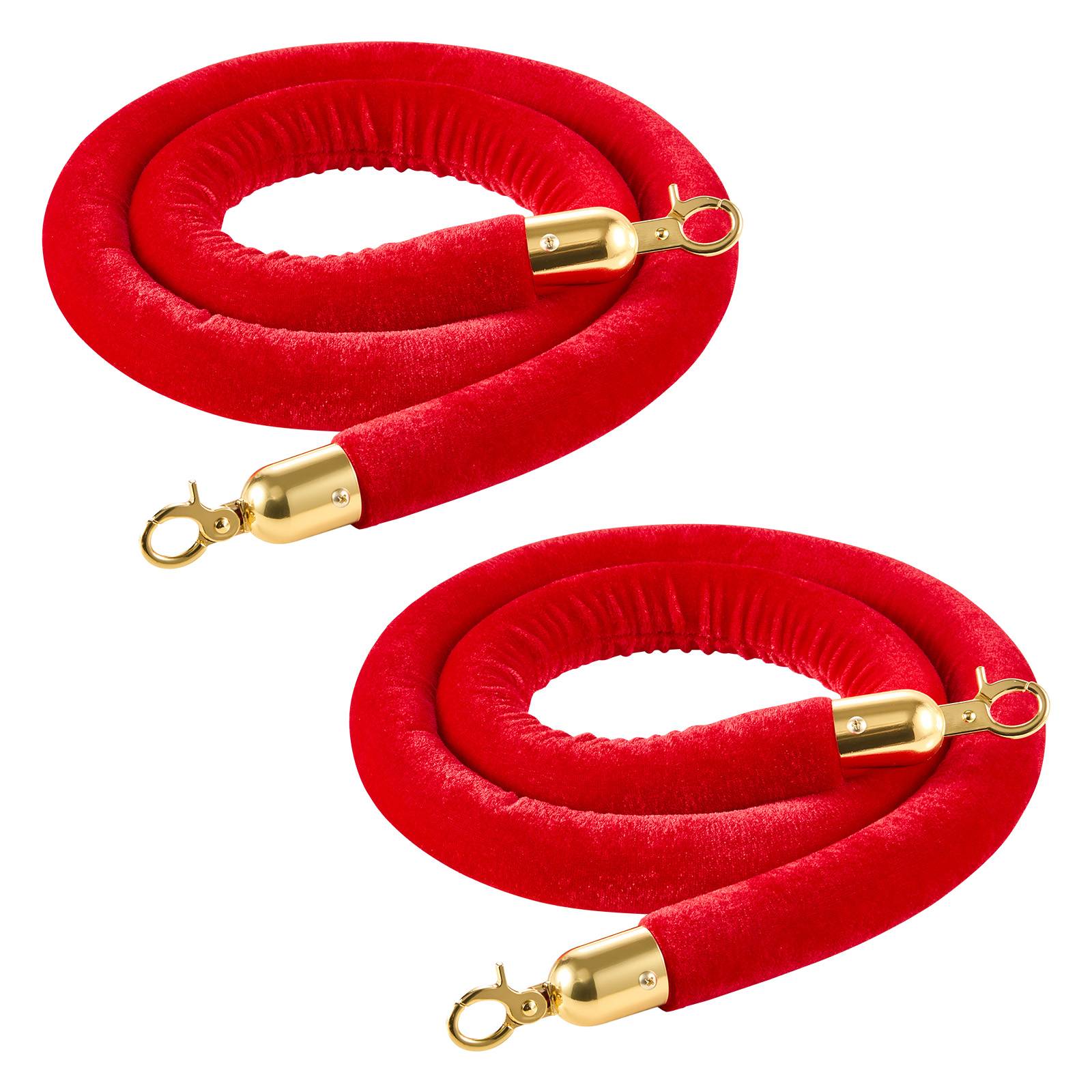 Vevor - VEVOR Cordon pour Poteau de Guidage en Velours Rouge 2PCs 1,5 m Crochets Dorés