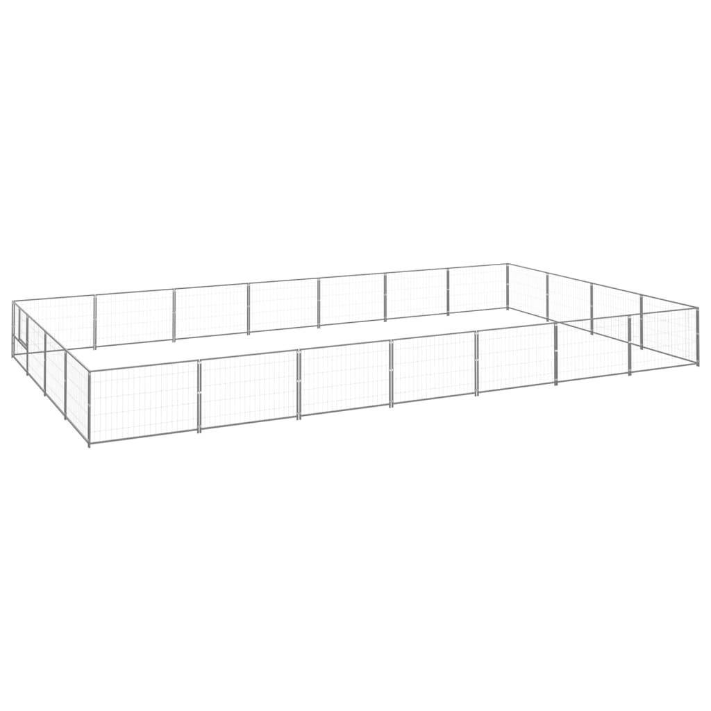 Helloshop26 - Chenil extérieur cage enclos parc animaux chien argenté 28 m² acier - Image 1