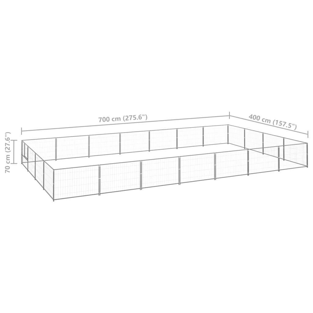 Helloshop26 - Chenil extérieur cage enclos parc animaux chien argenté 28 m² acier - Image 2