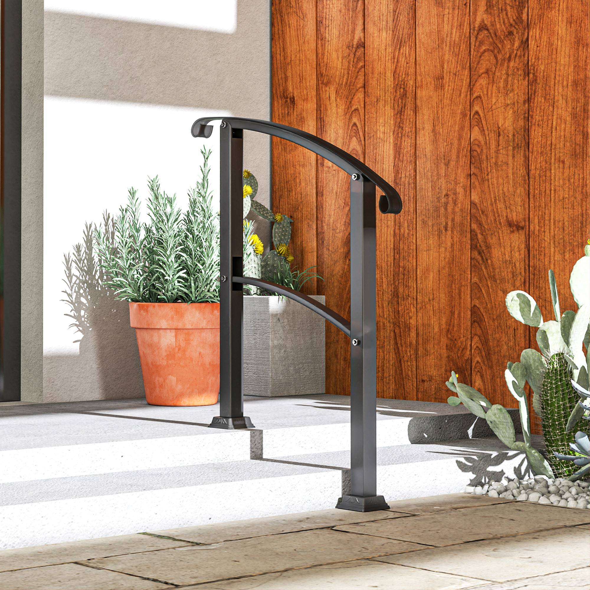 ComfortXL - Rampe d’escalier extérieure métal noir 71 x 8 x 148 cm 1 à 3 marches réglable 0-45° - ComfortXL Outdoor Living - Image 9