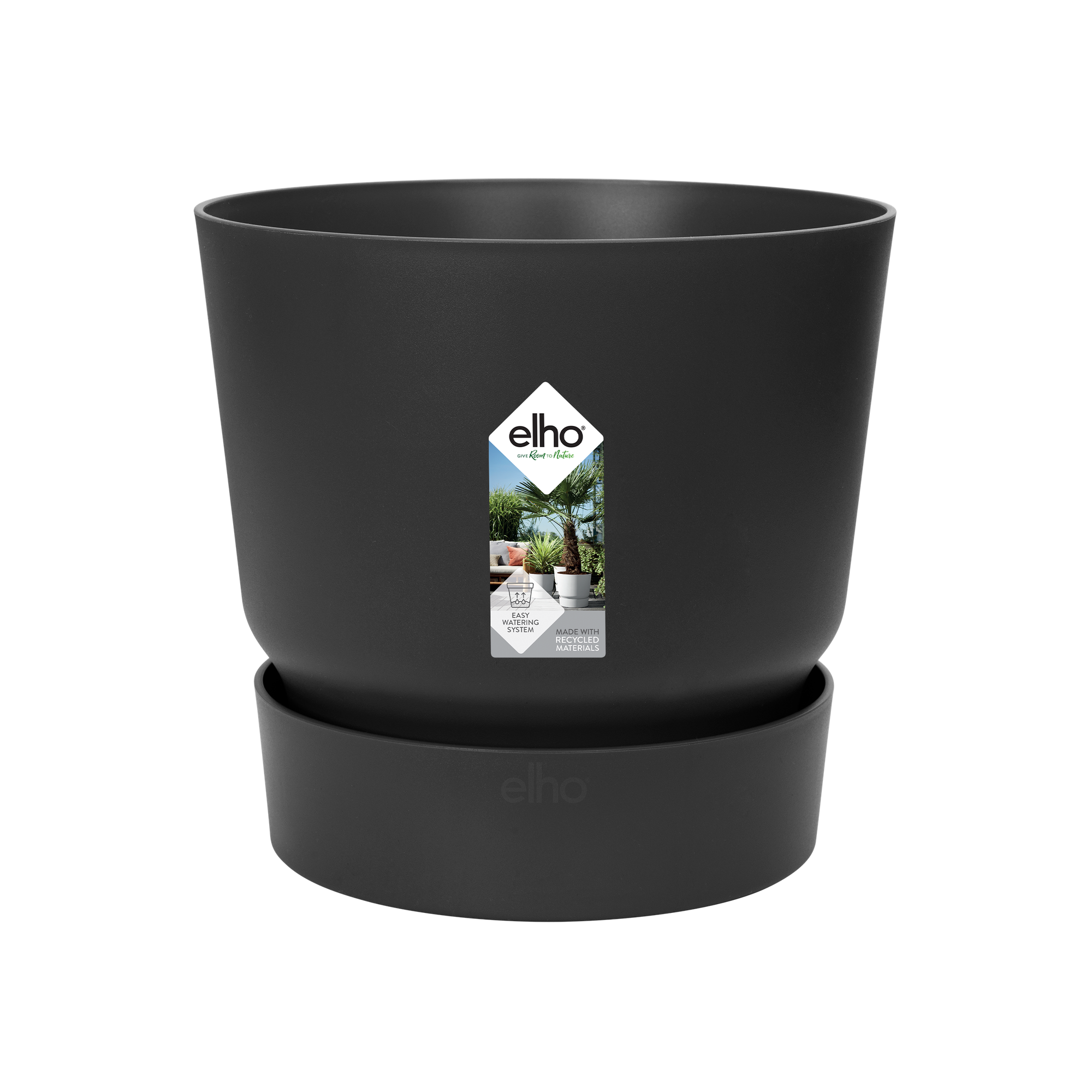 Pot de fleurs elho Greenville rond noir - D.14cm x H.13cm - Image 1