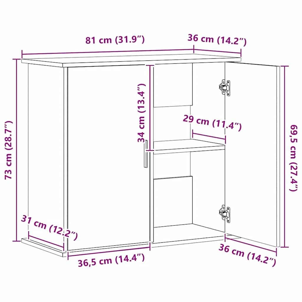 Meuble Aquarium avec 4 Compartiments Fermés 81x36x73 cm Chêne Artisanal - ComfortXL Outdoor Living - Image 10