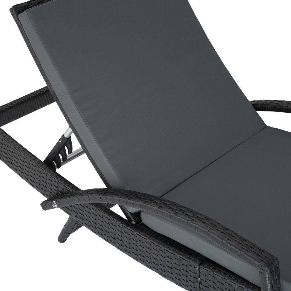 Helloshop26 - Bain de soleil chaise longue transat meuble jardin 5 positions noir - Image 4