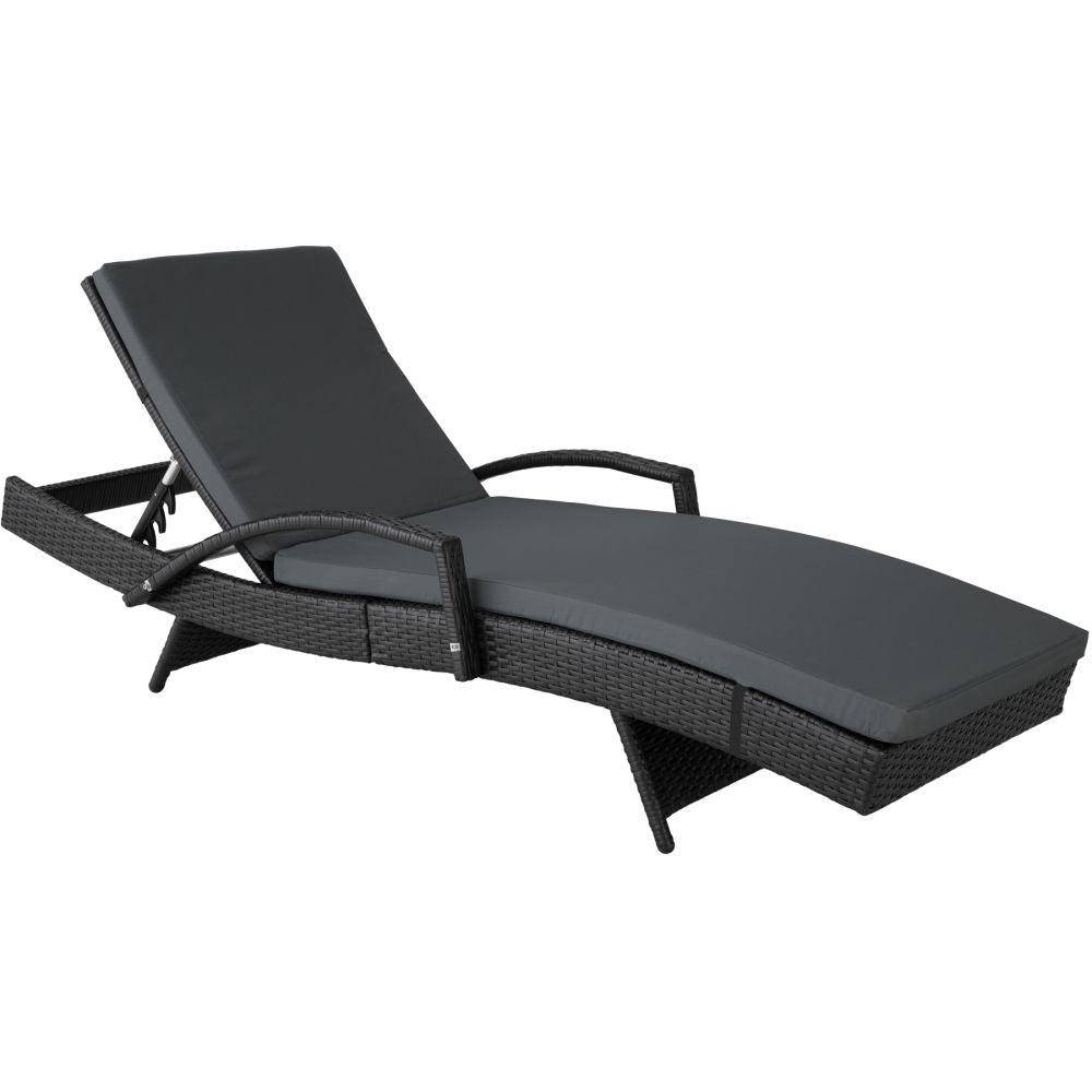 Helloshop26 - Bain de soleil chaise longue transat meuble jardin 5 positions noir - Image 1