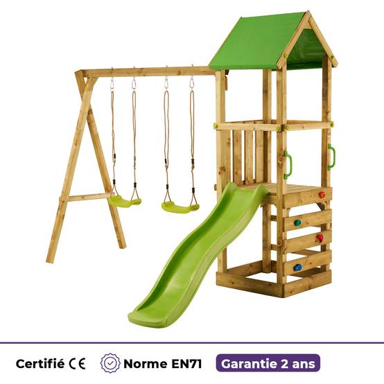 Kangui - Aire de jeux bois enfant : plateforme 90 cm avec toboggan WALLI Kangui - Image 5