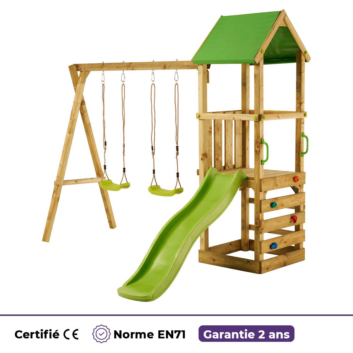 Kangui - Aire de jeux bois enfant : plateforme 90 cm avec toboggan WALLI Kangui - Image 5