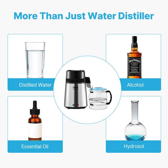VEVOR Distillateur d'eau 4L inox, 1L/h (24L/jour), haut rendement, pour purification eau robinet, maison/bureau. - Image 6