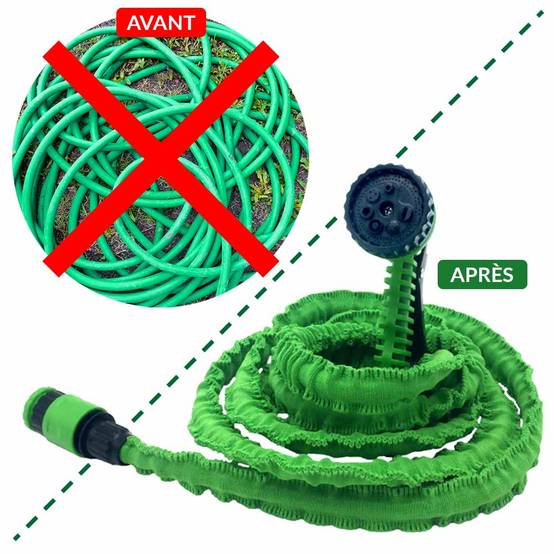 Tuyau d'arrosage extensible avec pistolet 22 mètres Vert - Image 4