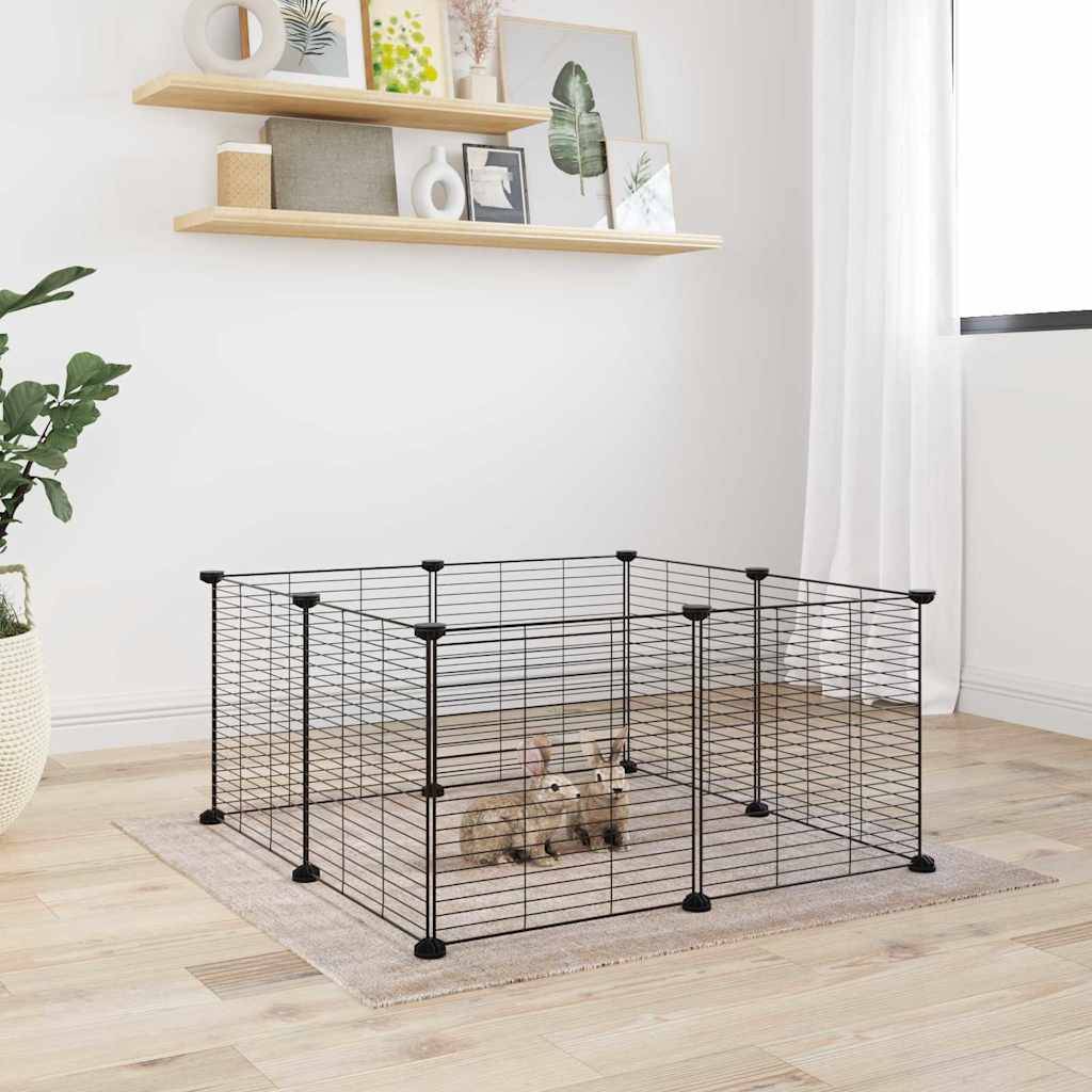 Enclos 8 panneaux acier pour petits rongeurs maille fine intérieur Noir – ComfortXL Outdoor Living - Image 1