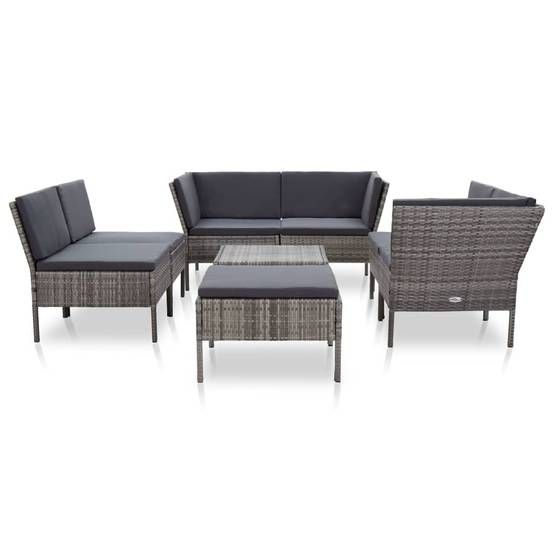 Vidaxl - Salon de jardin 8 pcs avec coussins résine tressée gris vidaXL 48954 - Image 2