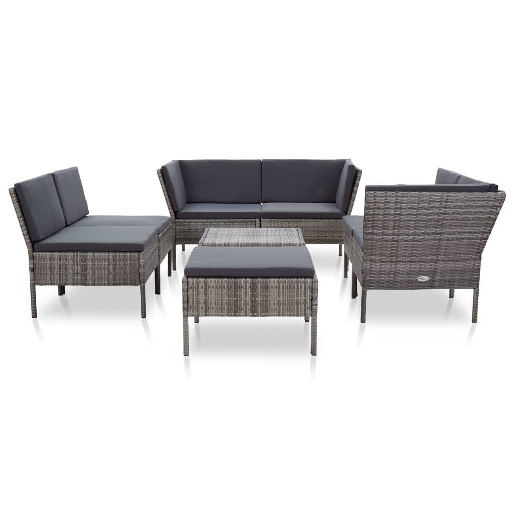 Vidaxl - Salon de jardin 8 pcs avec coussins résine tressée gris vidaXL 48954 - Image 2