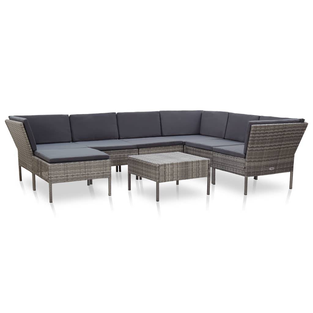 Vidaxl - Salon de jardin 8 pcs avec coussins résine tressée gris vidaXL 48954 - Image 1