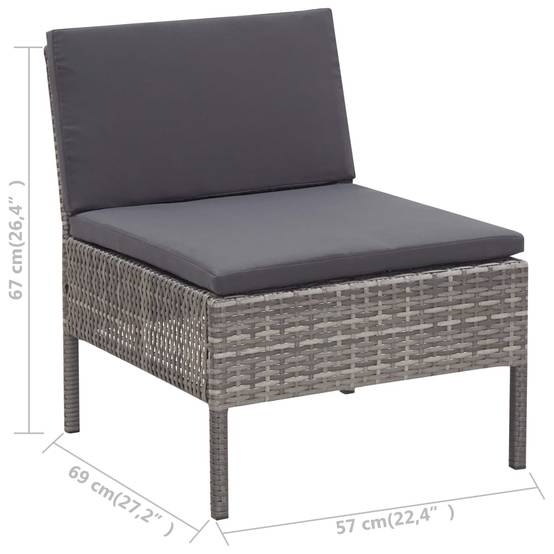 Vidaxl - Salon de jardin 8 pcs avec coussins résine tressée gris vidaXL 48954 - Image 3