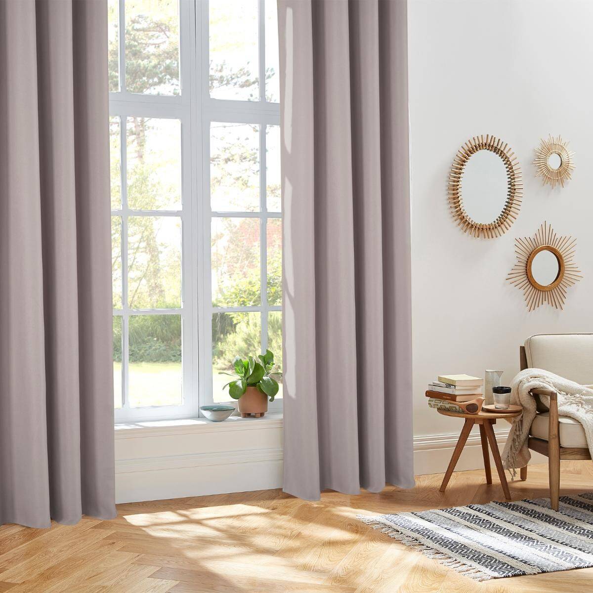 Atmosphera - Lot de 2 Rideaux à  œillets Isolant Beige Lin   140 x 260 cm - Image 3