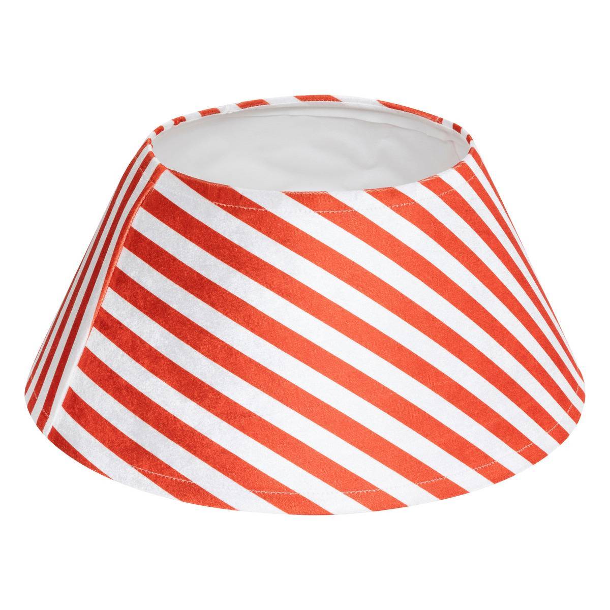 Cache pied de sapin polyester D.56cm rayures rouge et blanc FEERIC LIGHTS & CHRISTMAS - Image 1