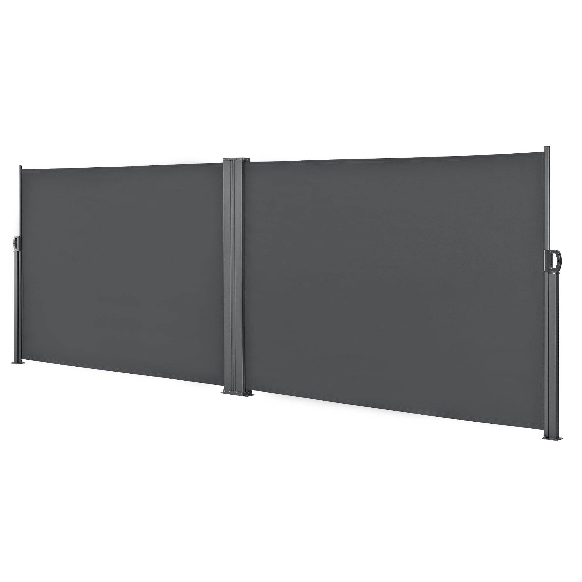 Helloshop26 - Double brise-vue pare-soleil garde-vue métal et polyester 2 x 300 cm gris - Image 1