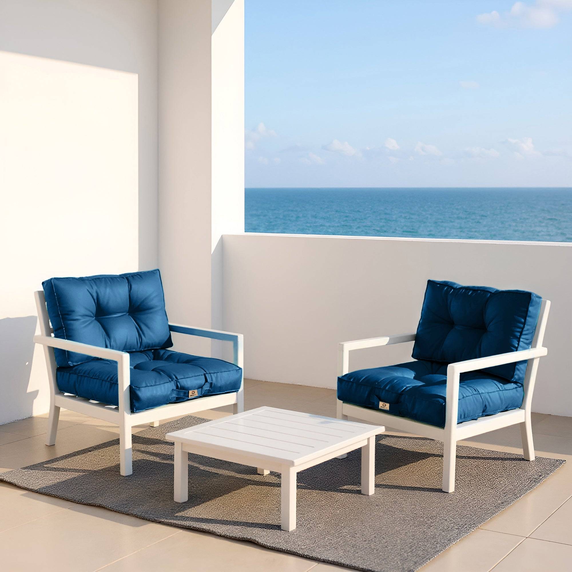 Coussins pour salon de jardin capitonné 50x50cm Bleu petrole - Déco arts - Image 2