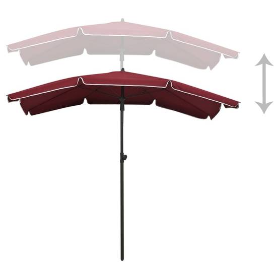 Parasol de jardin - parasol d'extérieur avec mât 200x130 cm rouge bordeaux - MEUBLE PRO - Image 4