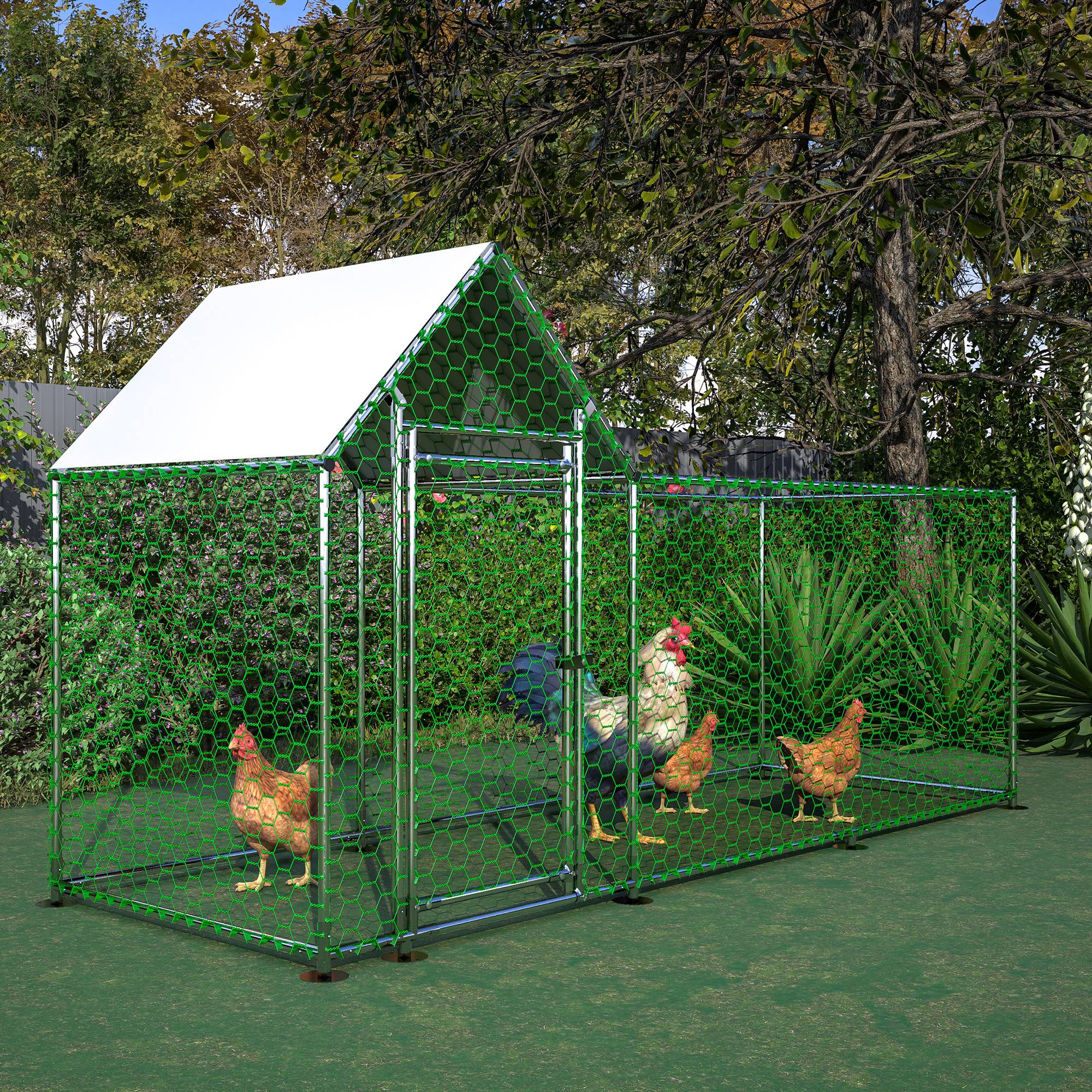 PANGIVO - Enclos pour poules acier galvanisé argent 303 x 107 x 152 cm - PANGIVO - Image 10