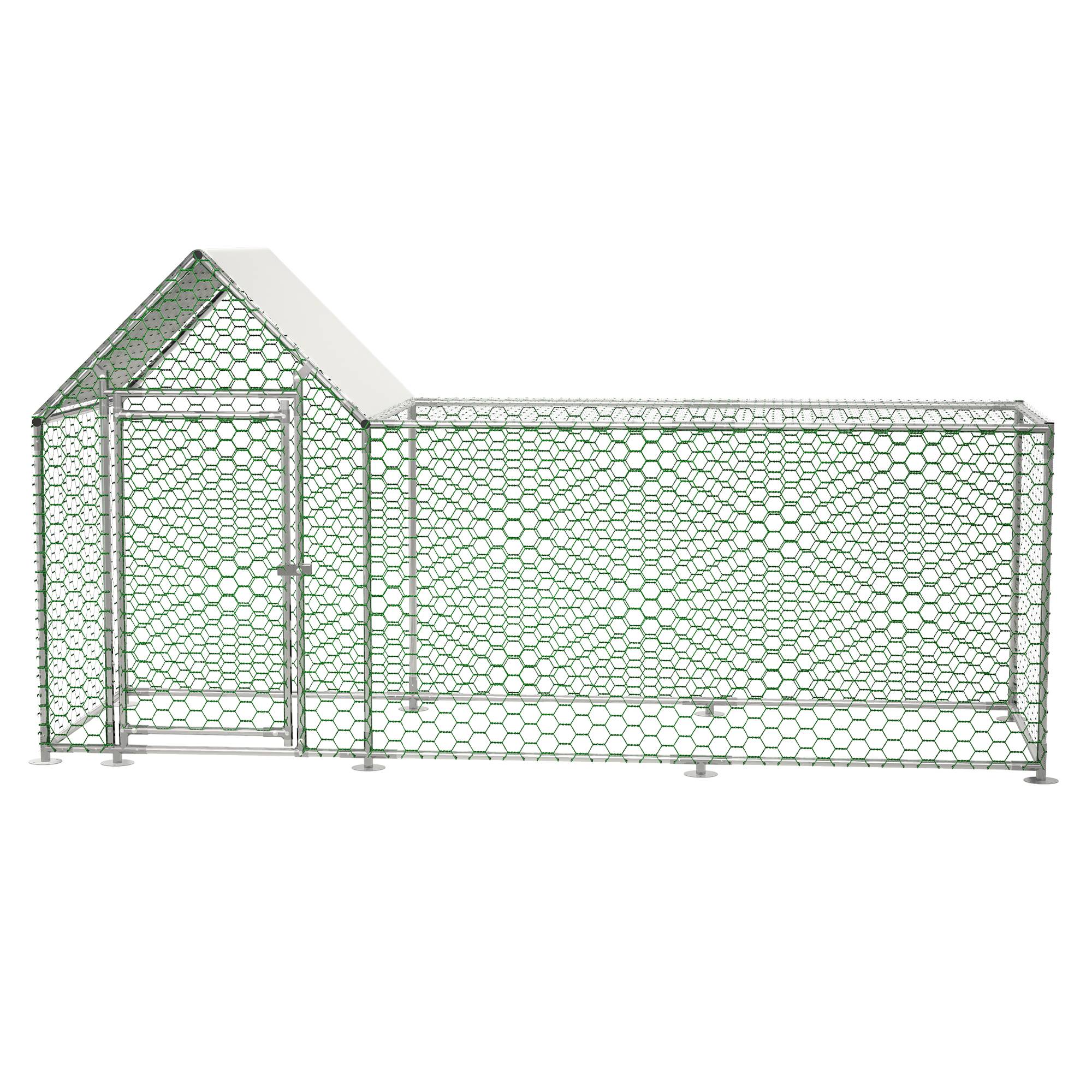 PANGIVO - Enclos pour poules acier galvanisé argent 303 x 107 x 152 cm - PANGIVO - Image 8