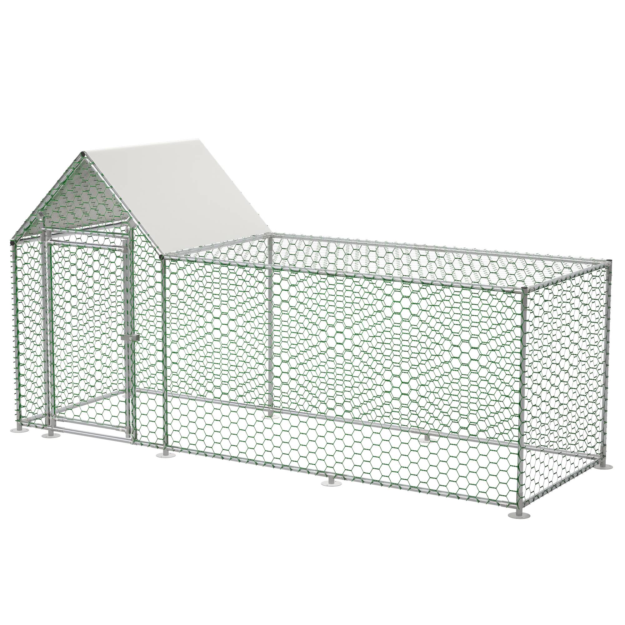 PANGIVO - Enclos pour poules acier galvanisé argent 303 x 107 x 152 cm - PANGIVO - Image 1