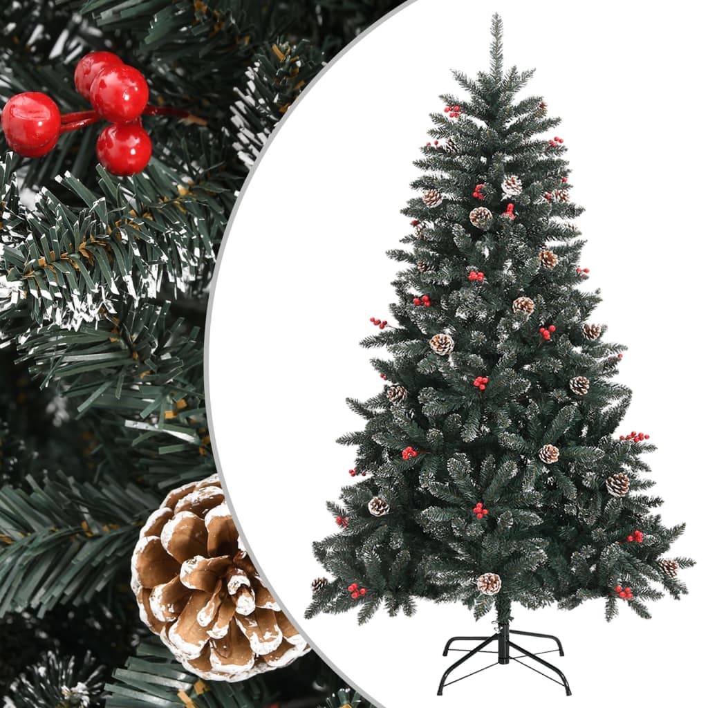 ComfortXL - Sapin de Noël artificiel enneigé PVC décoré pour salon Vert 120 cm – ComfortXL Outdoor Living - Image 1