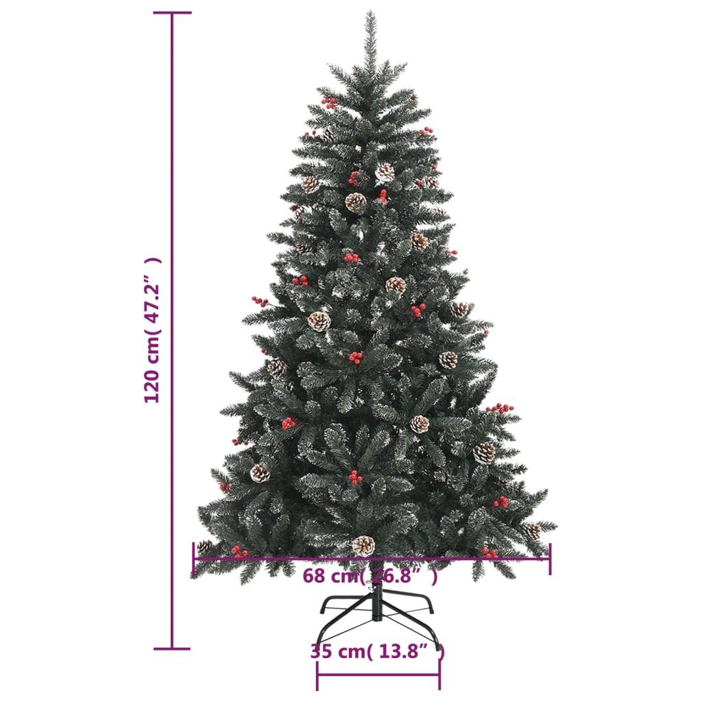 ComfortXL - Sapin de Noël artificiel enneigé PVC décoré pour salon Vert 120 cm – ComfortXL Outdoor Living - Image 9