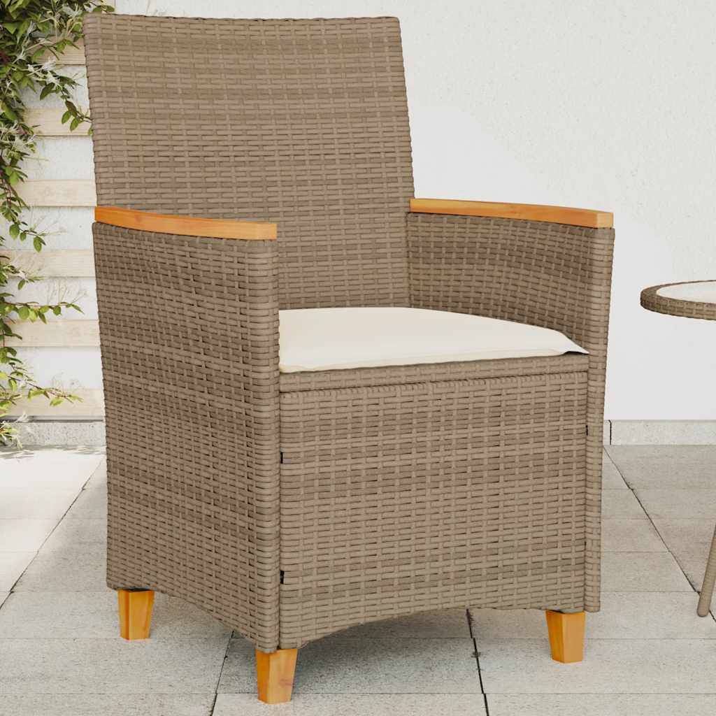 Chaises d'Extérieur Confortables Résine Tressée et Bois avec Coussins Lot de 2 Beige – ComfortXL Outdoor Living - Image 1
