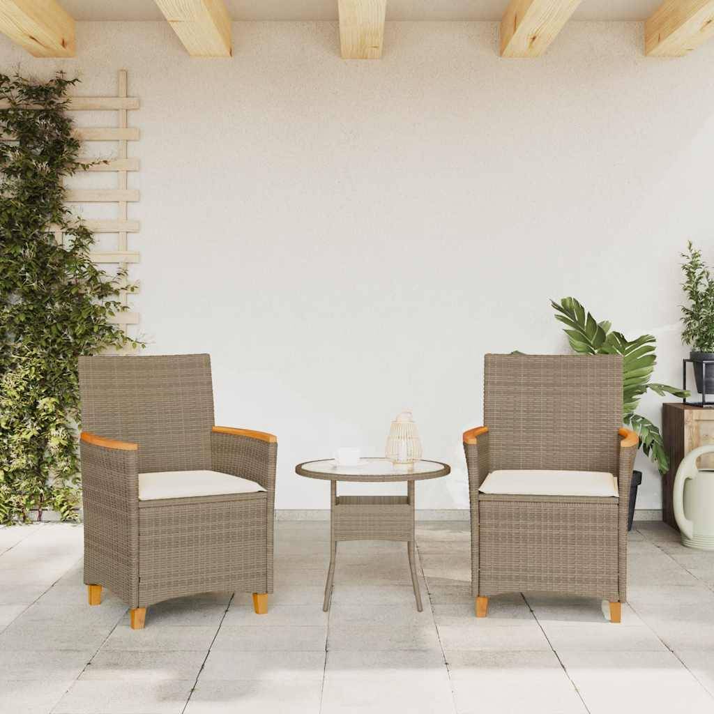 Chaises d'Extérieur Confortables Résine Tressée et Bois avec Coussins Lot de 2 Beige – ComfortXL Outdoor Living - Image 3