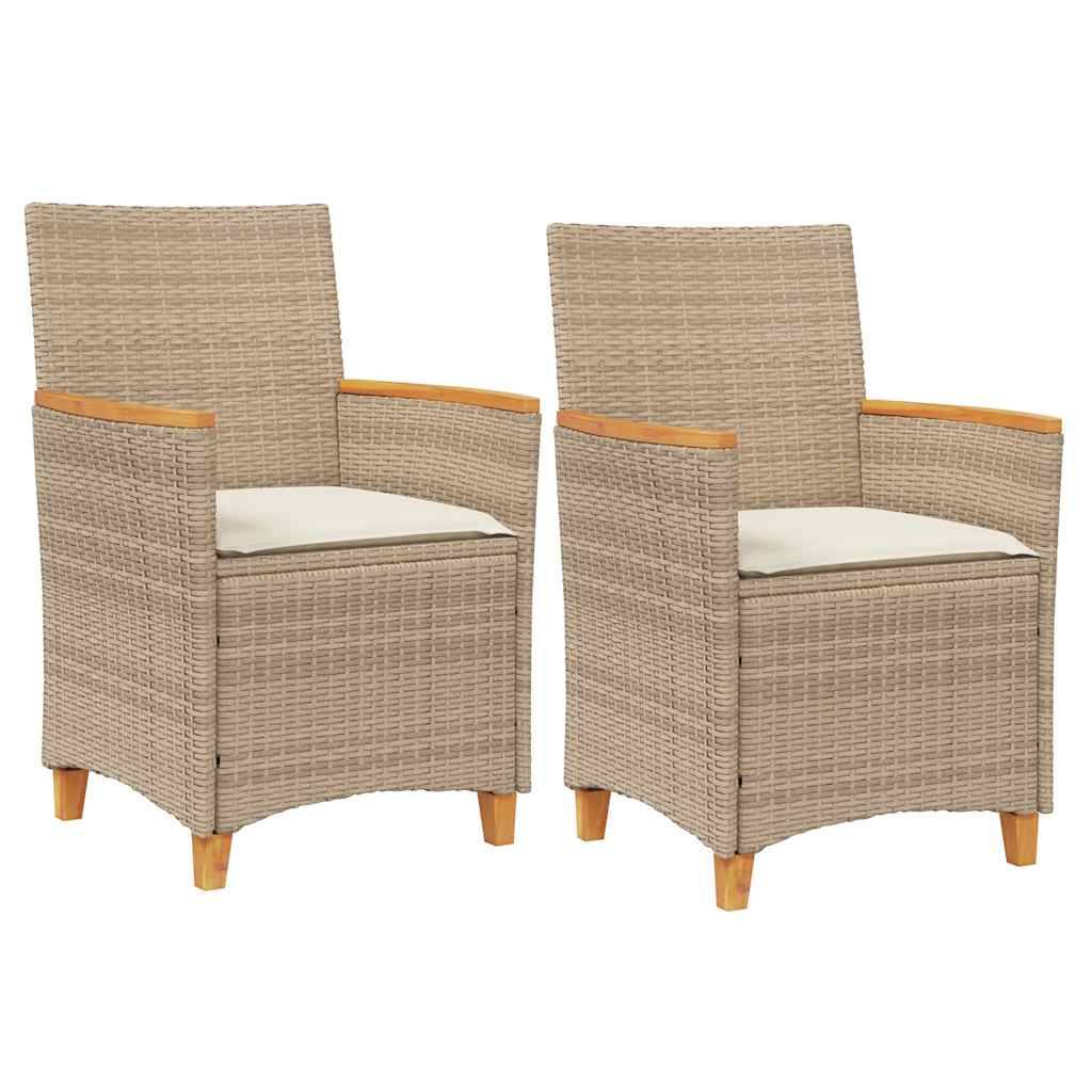 Chaises d'Extérieur Confortables Résine Tressée et Bois avec Coussins Lot de 2 Beige – ComfortXL Outdoor Living - Image 2