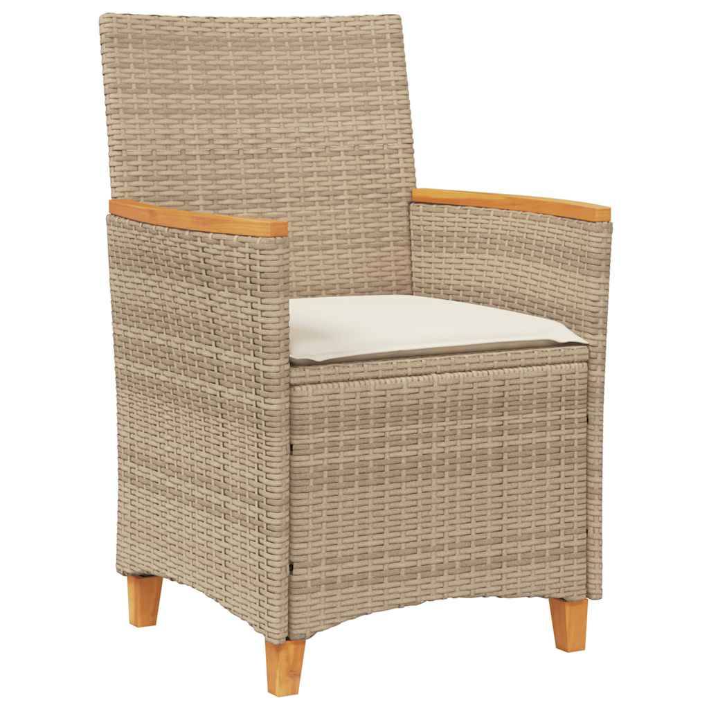 Chaises d'Extérieur Confortables Résine Tressée et Bois avec Coussins Lot de 2 Beige – ComfortXL Outdoor Living - Image 4