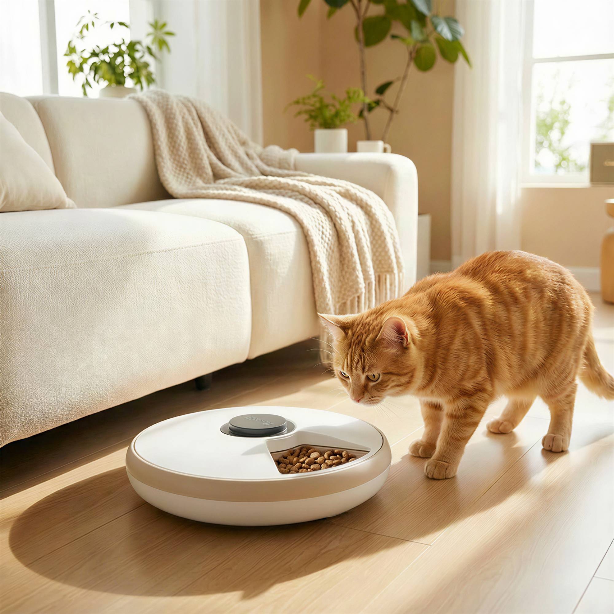 Distributeur automatique de croquettes pour chats et chiens avec poche de glace, minuterie programmable, 6 gamelles, écran LED - Image 3