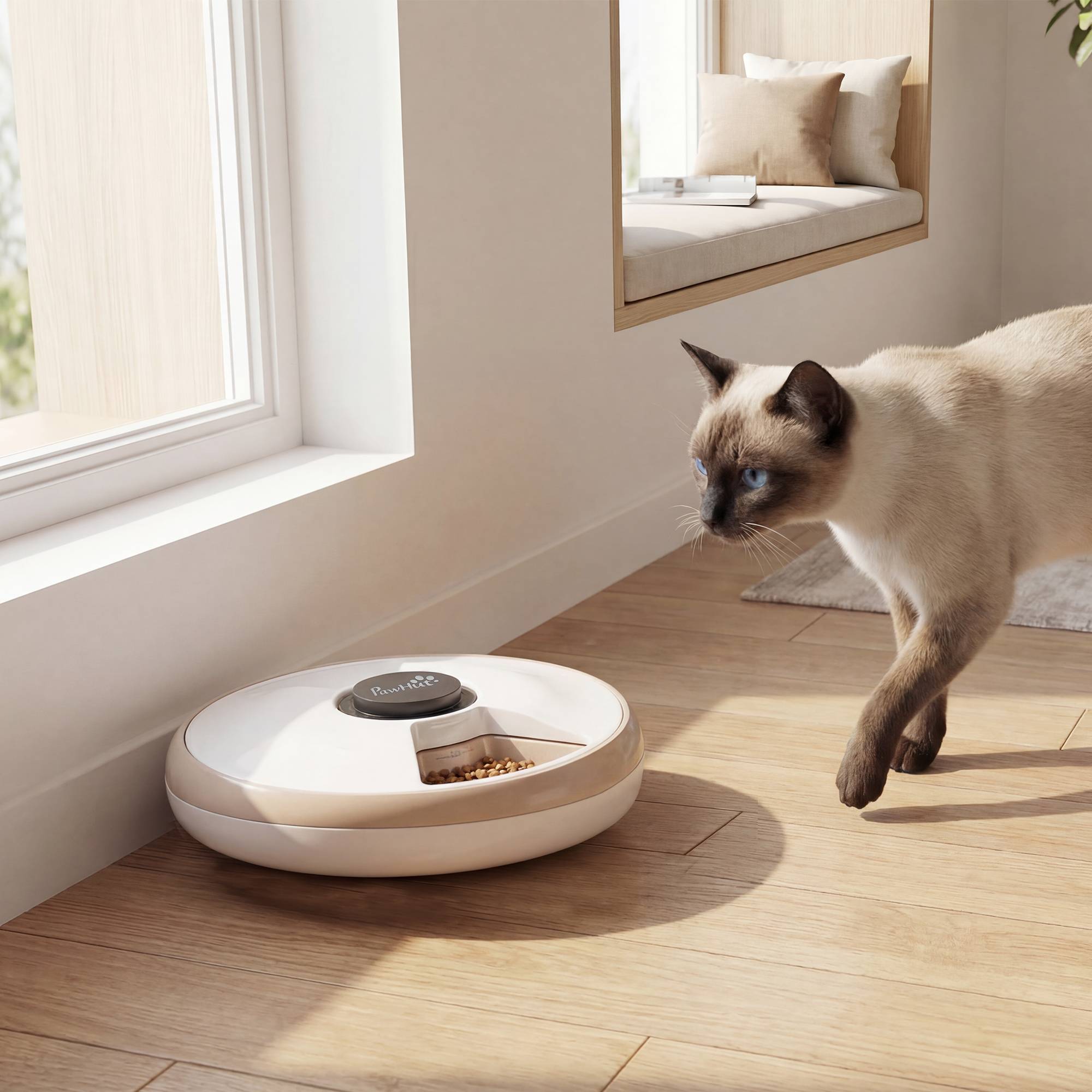Distributeur automatique de croquettes pour chats et chiens avec poche de glace, minuterie programmable, 6 gamelles, écran LED - Image 4