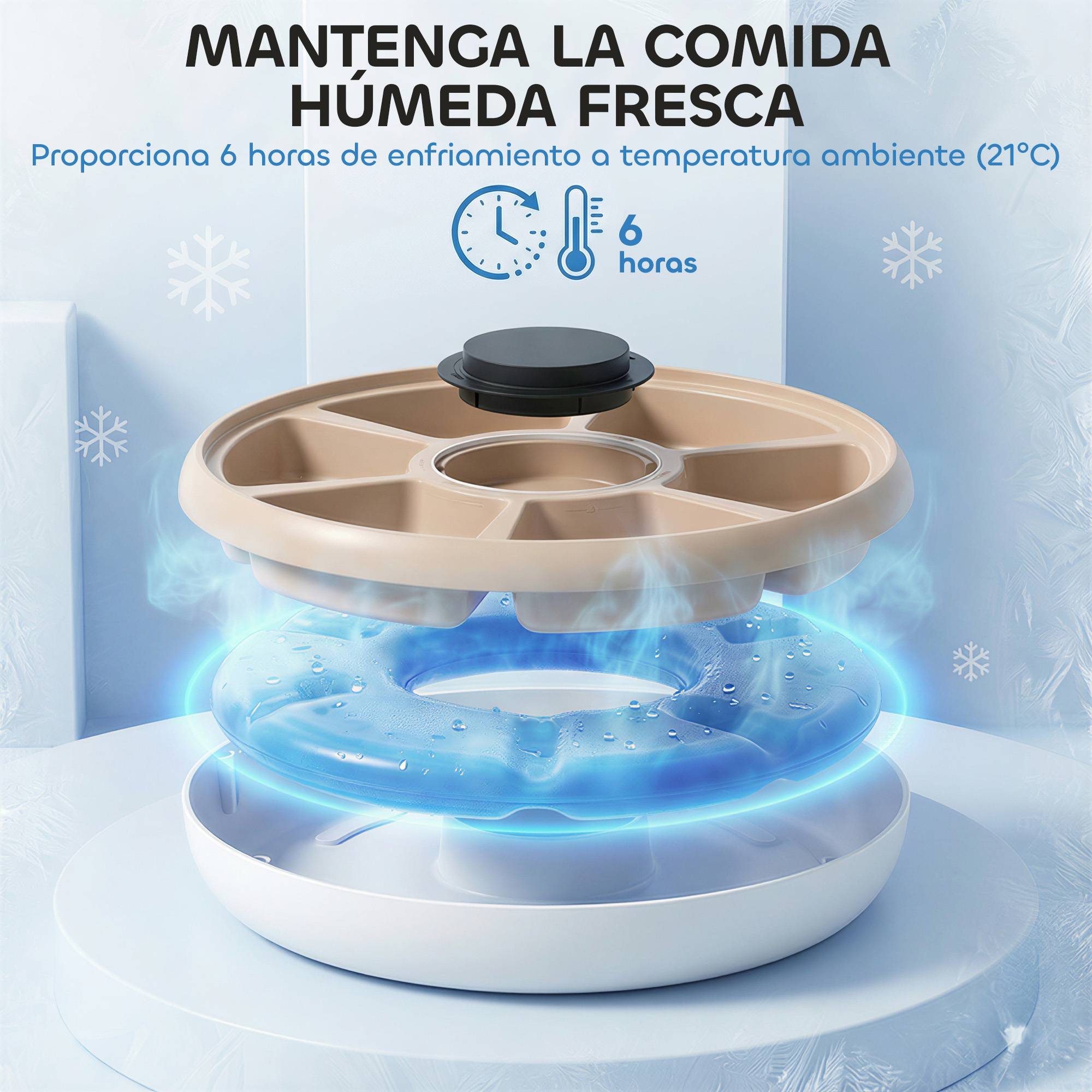 Distributeur automatique de croquettes pour chats et chiens avec poche de glace, minuterie programmable, 6 gamelles, écran LED - Image 7