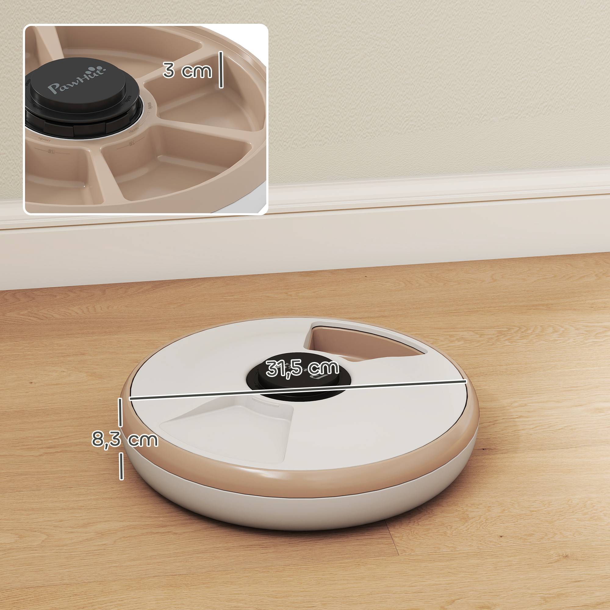 Distributeur automatique de croquettes pour chats et chiens avec poche de glace, minuterie programmable, 6 gamelles, écran LED - Image 5