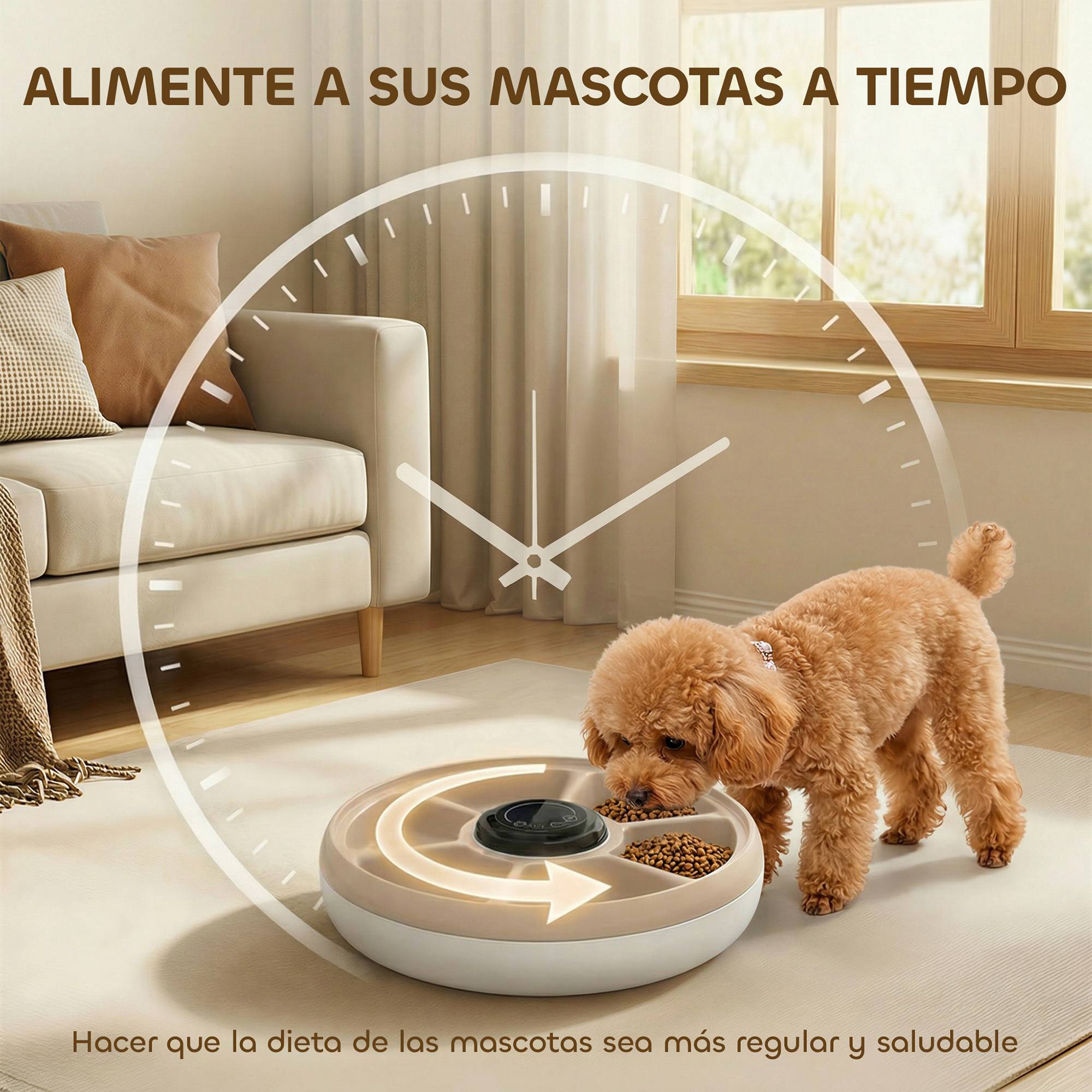 Distributeur automatique de croquettes pour chats et chiens avec poche de glace, minuterie programmable, 6 gamelles, écran LED - Image 8
