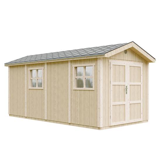 Timbela - Abri de Jardin Qualité Premium 11,47 m² - H252x250x530 cm avec un sol et des bardeaux bitumineuxs - Timbela M915C-HARVEST HONEY - Image 2