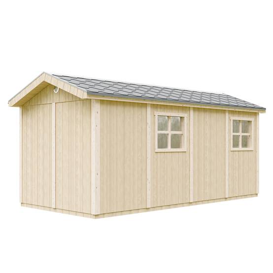 Timbela - Abri de Jardin Qualité Premium 11,47 m² - H252x250x530 cm avec un sol et des bardeaux bitumineuxs - Timbela M915C-HARVEST HONEY - Image 3
