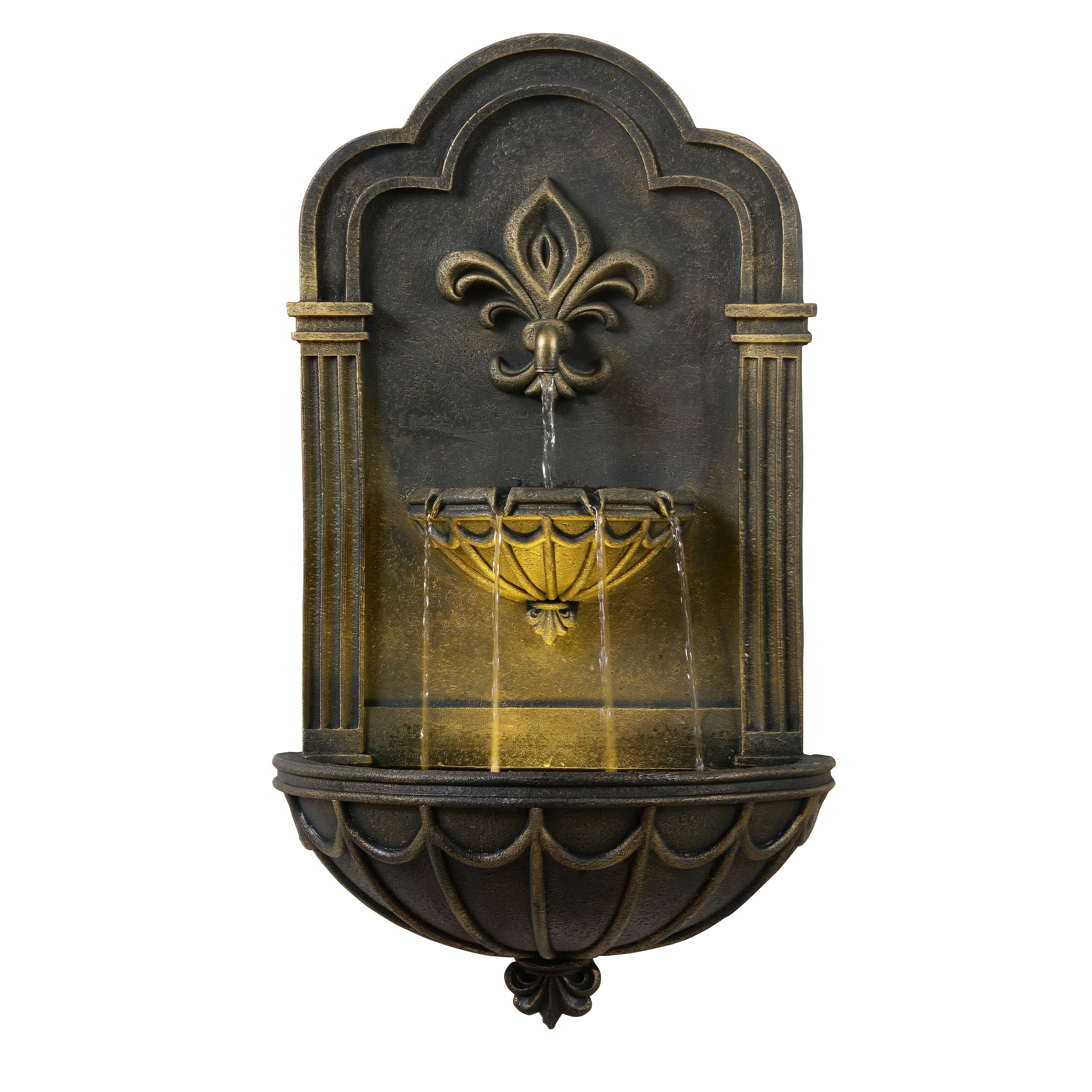 Fontaine murale Fleur-de-Lis extérieure LED, 80cm, Noir, Teamson Home - Image 1