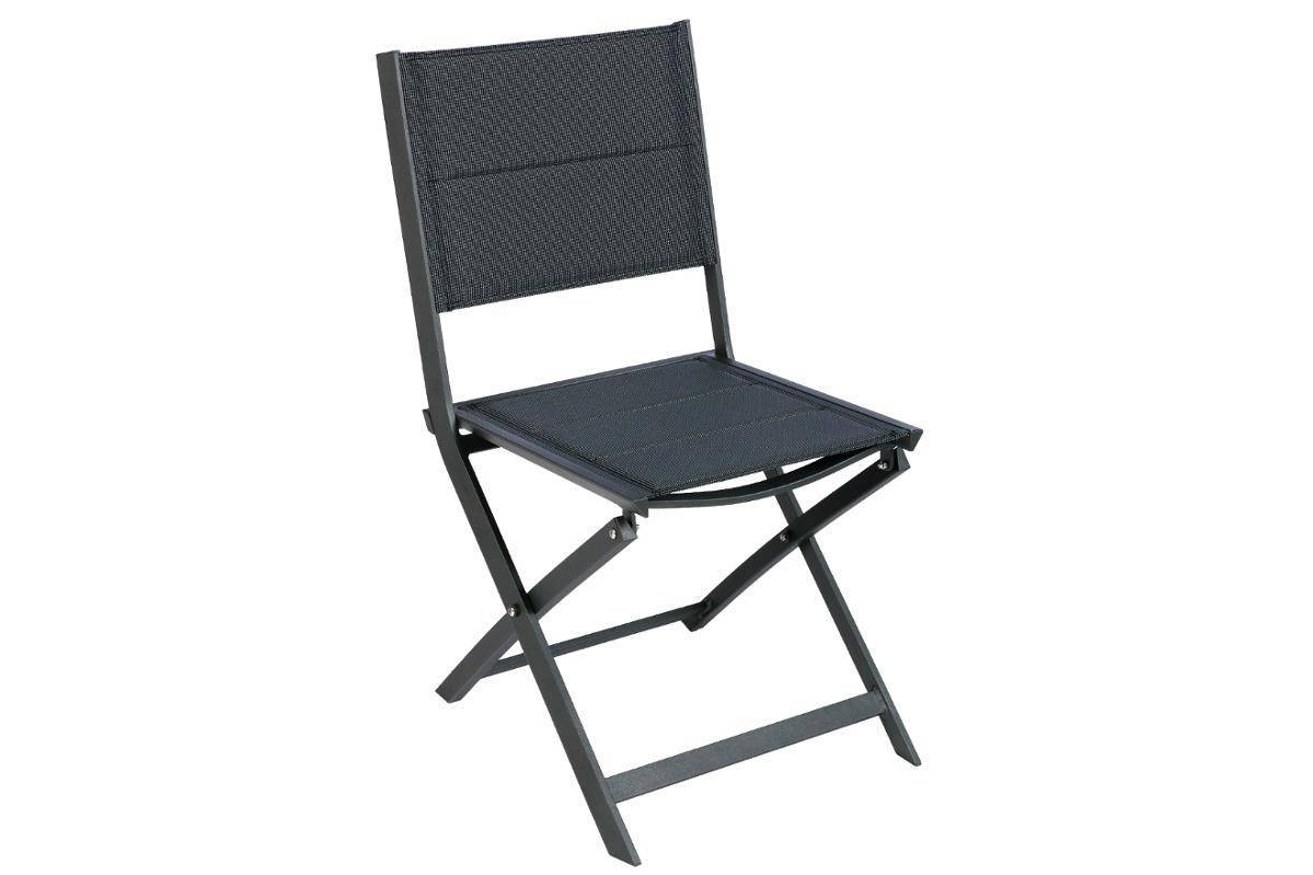 Hesperide - Lot de 4 chaises de jardin pliantes "Allure" poivre & graphite en aluminium Hespéride - Image 3